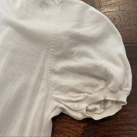 BCBGMaxAzria white ruffle front cardigan Sz S BCBG Max Azria exaggerated ruffle - Picture 3 of 11